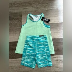 ZELOS Mint Racerback Tank with Teal Patterned Leggings